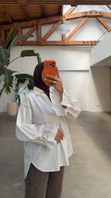 Elara ruffle blouse white