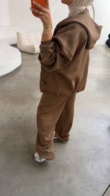 ESSENTIAL OVERSIZED ZIP HOODIE- CAMEL