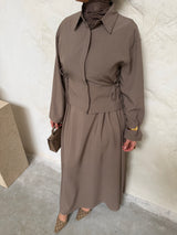 SKIRT & FITTED TOP SET TAUPE