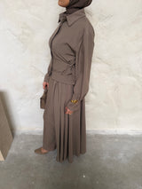 SKIRT & FITTED TOP SET TAUPE