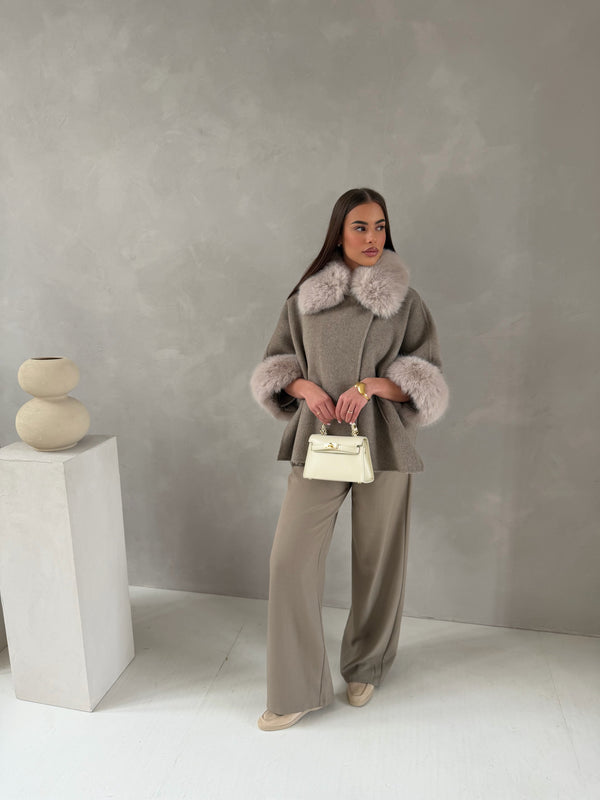 PRE-ORDER: HANORA PONCHO COAT TAUPE