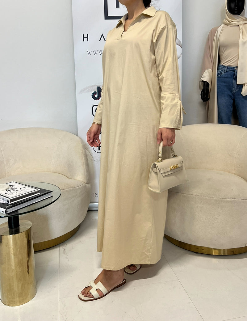 LÉNA COTTON BASIC DRESS BEIGE