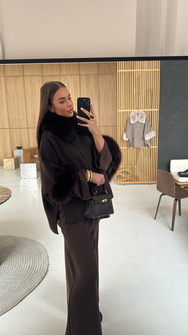 PRE-ORDER: HANORA PONCHO COAT BROWN