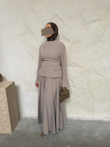 FLARED SKIRT AND TOP SET WITH POCKETS TAUPE