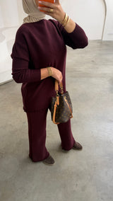 LIVIA KNIT SET- BURGUNDY