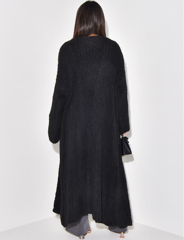 LONG SOFT KNITTED CARDIGAN BLACK