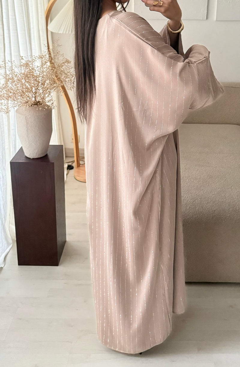 MELINE OVERSIZED STRASS ABAYA TAUPE (N03)