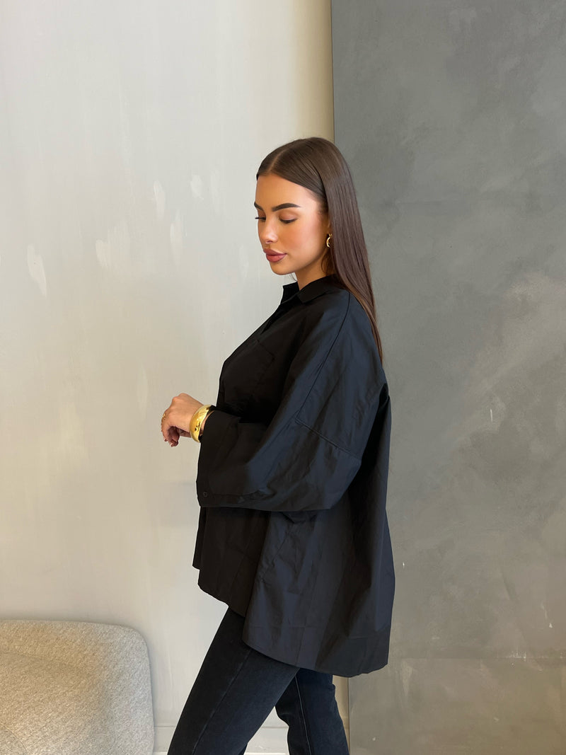 Oversized long blouse black