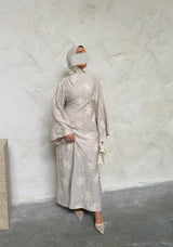 EMBROIDERED FLORAL DRESS BEIGE
