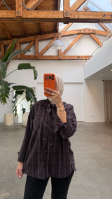 Naomi check blouse purple