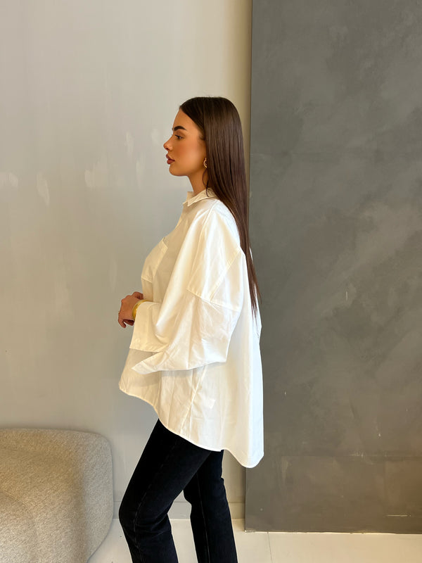 Oversized long blouse white