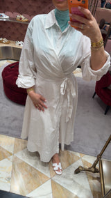 Cotton wrap dress white