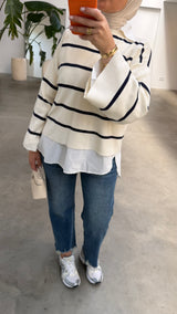 Naya stripe knit offwhite/blue