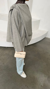 Draped Poncho Sweater Beige