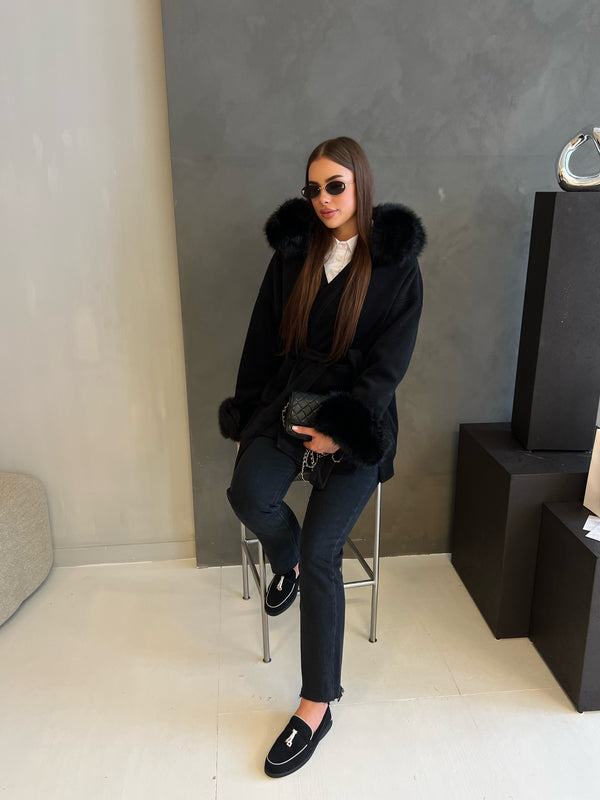 FAUX FUR JACKET BLACK