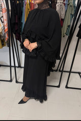 LONG SLEEVED CAPE DRESS BLACK
