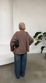 Draped Poncho Sweater taupe