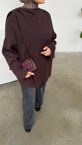 Draped Poncho Sweater choco