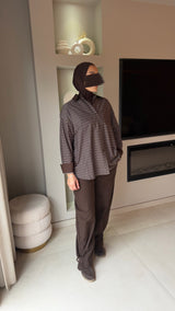 Elise Striped Blouse- Brown