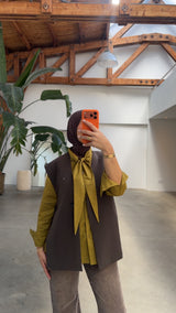 MILA TIE BLOUSE OLIVE