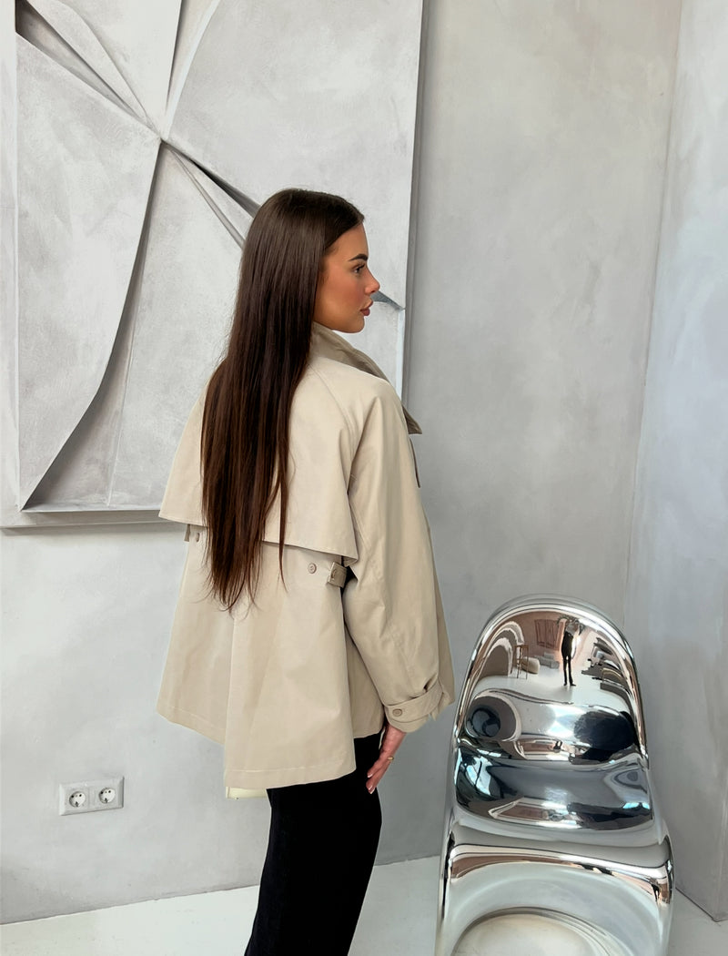 SHORT TRENCH COAT BEIGE