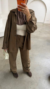 LIA BLOUSE TAUPE/GREEN