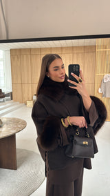 HANORA PONCHO COAT BROWN