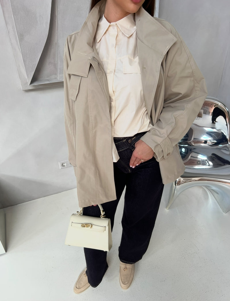 SHORT TRENCH COAT BEIGE