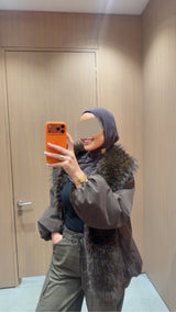 Faux Fur Coat- Brown