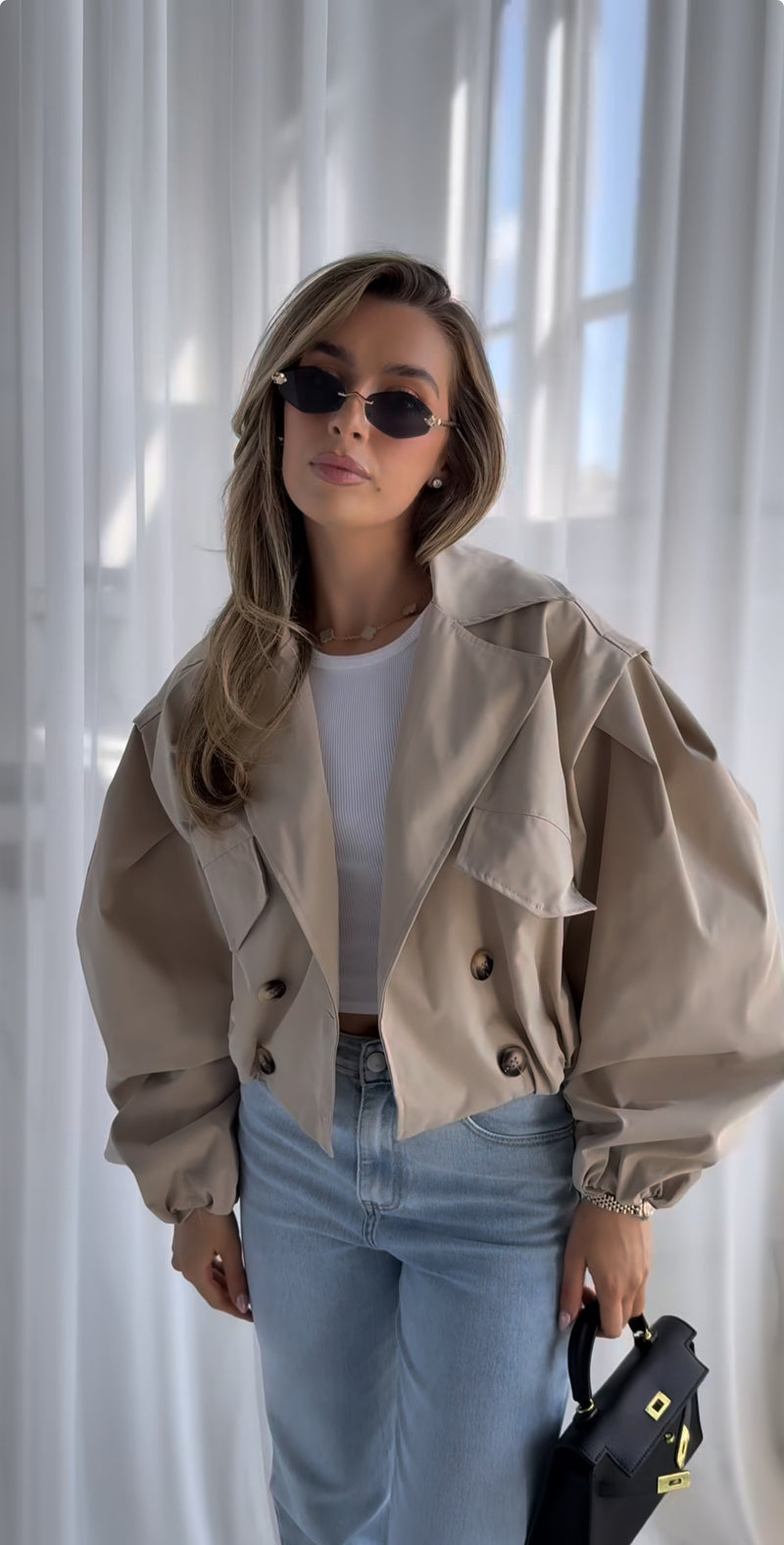CROPPED TRENCHCOAT BEIGE