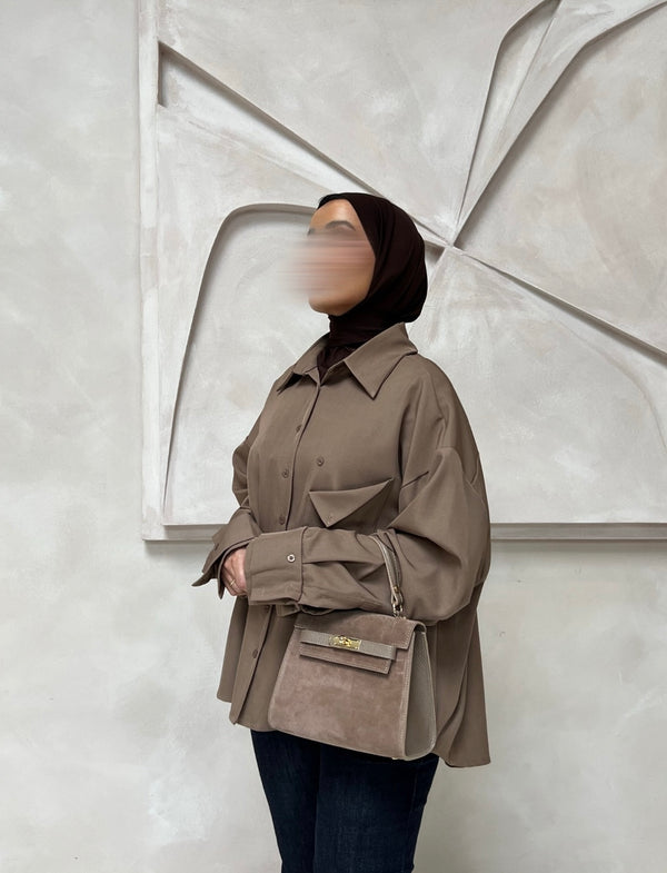 Delina oversized blouse TAUPE