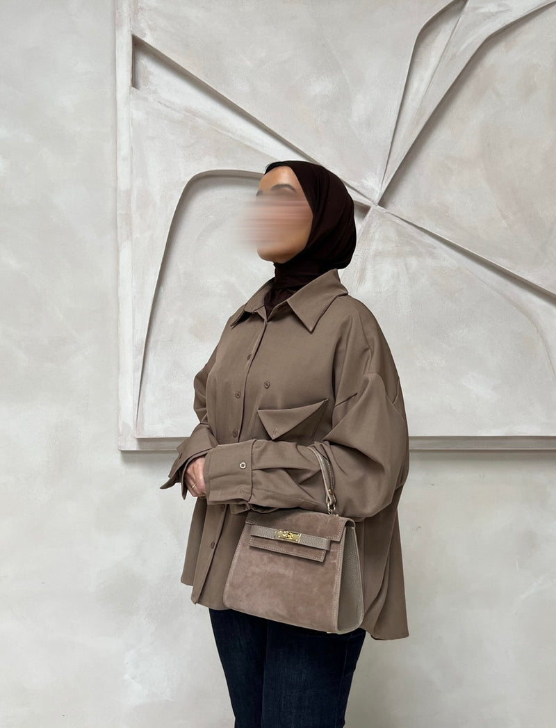 Delina oversized blouse TAUPE