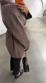 ASYMMETRIC WOOL COAT- TAUPE