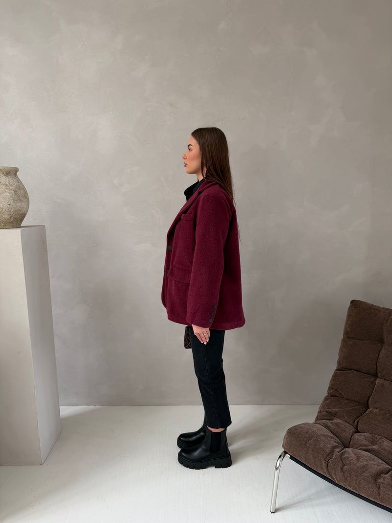 ROSY WOOL BLAZER RED