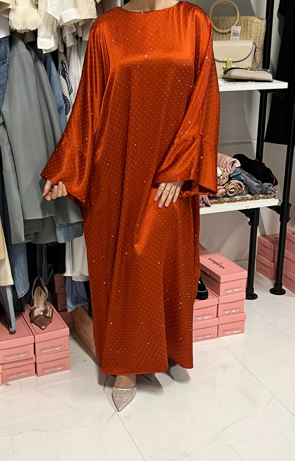 MELINE OVERSIZED STRASS ABAYA ORANGE