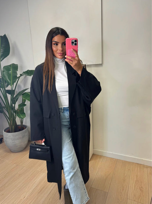 Oversized long blazer black