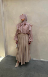 LIVIA RUFFLE BLOUSE TAUPE