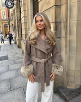SOANE FUR COAT TAUPE