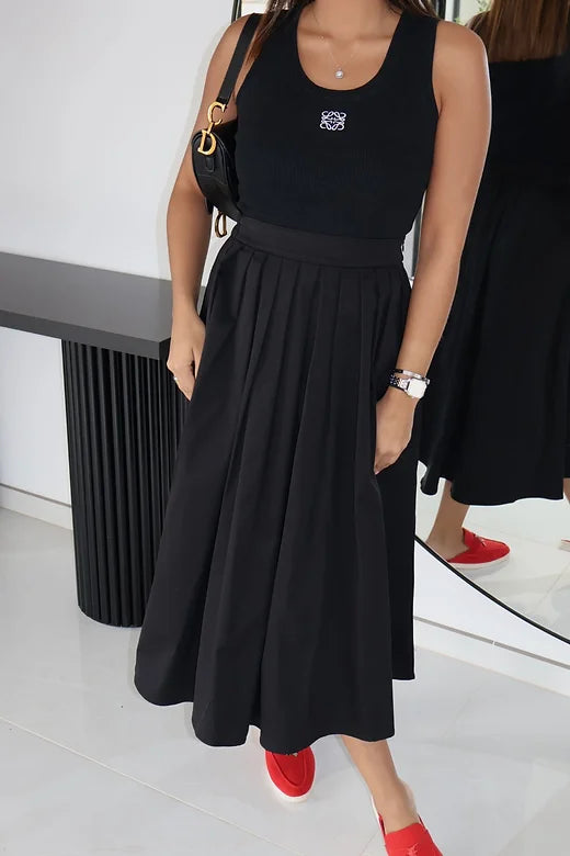 EVA FLARED LONG SKIRT BLACK