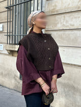 KNITTED GILET BROWN