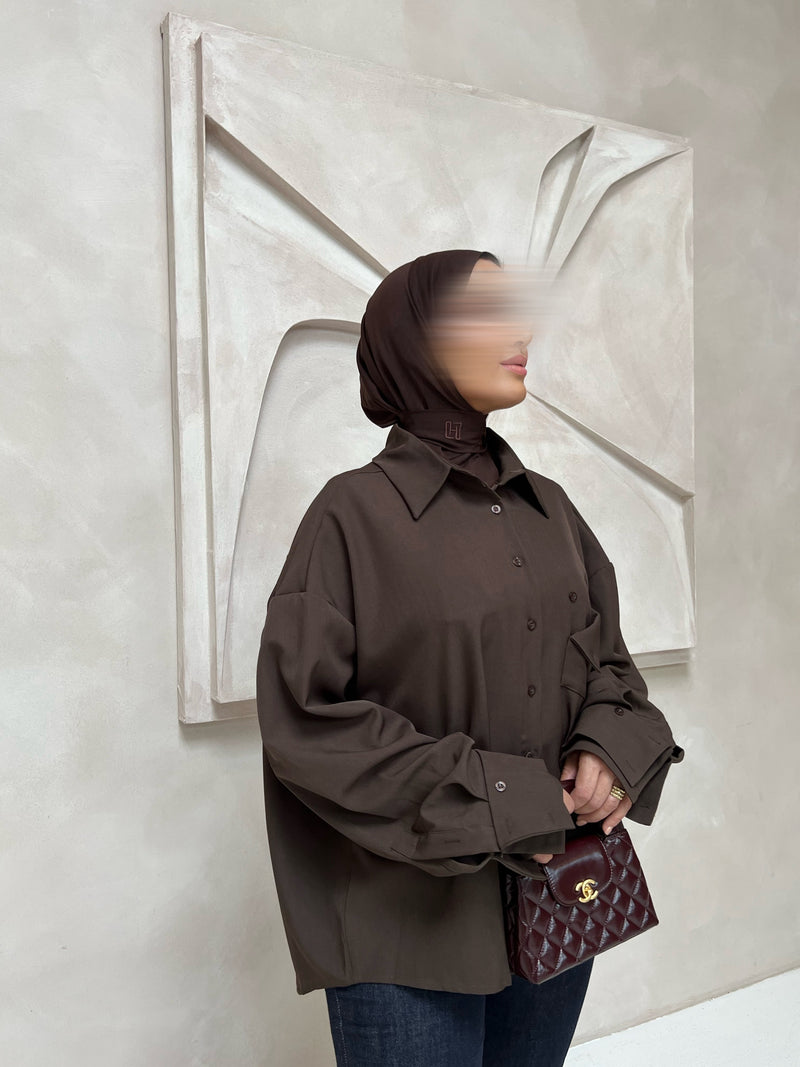 Delina oversized blouse brown