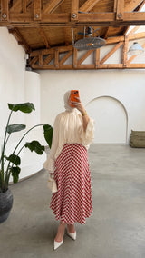 Checked Midi Skirt Red/Beige