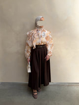 NALA PRINTED BLOUSE BROWN/YELLOW