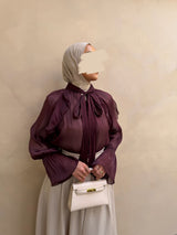 RUFFLE BLOUSE BURGUNDY