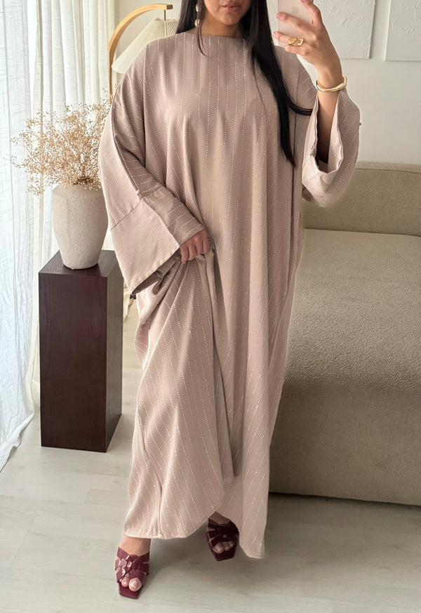 MELINE OVERSIZED STRASS ABAYA TAUPE (N03)