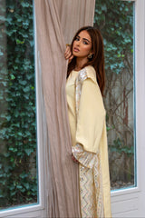 SLEEVELESS KIMONO SET WITH CAFTAN EFFECT YELLOW