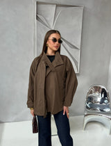 SHORT TRENCH COAT BROWN