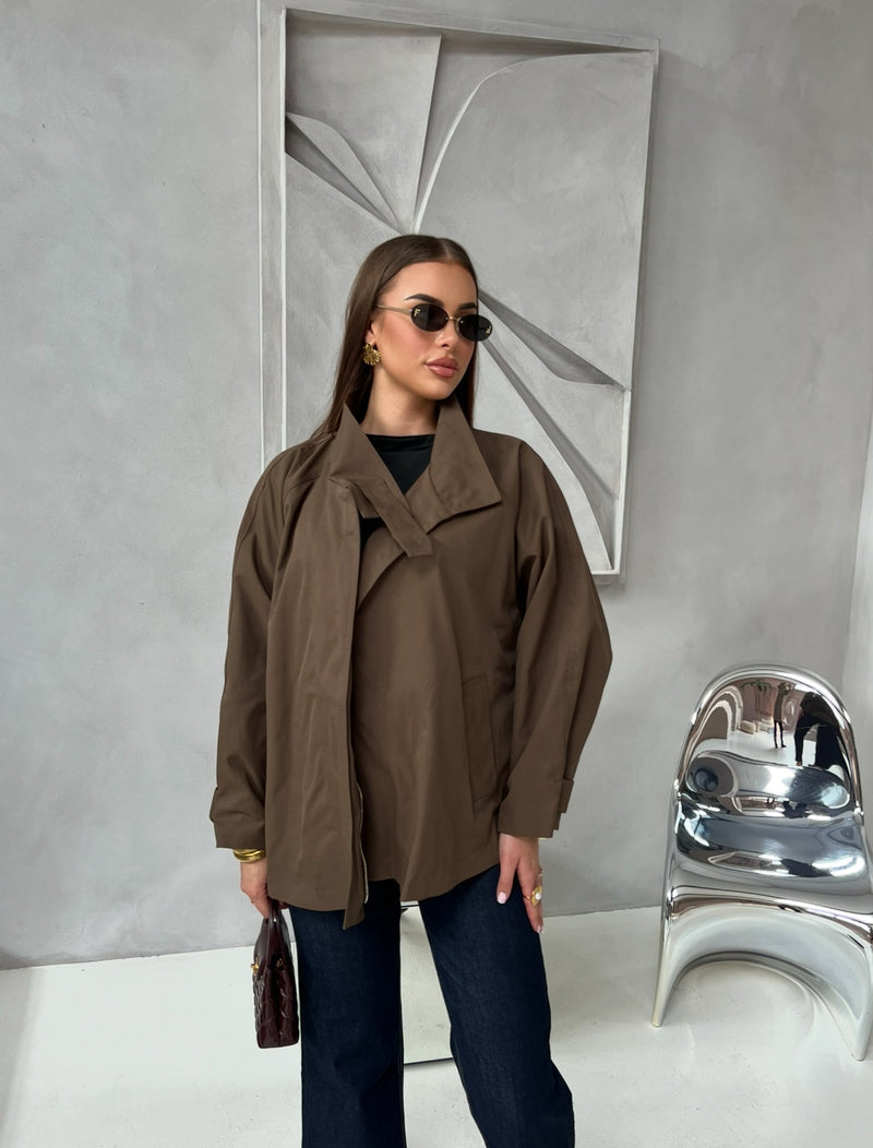 SHORT TRENCH COAT BROWN