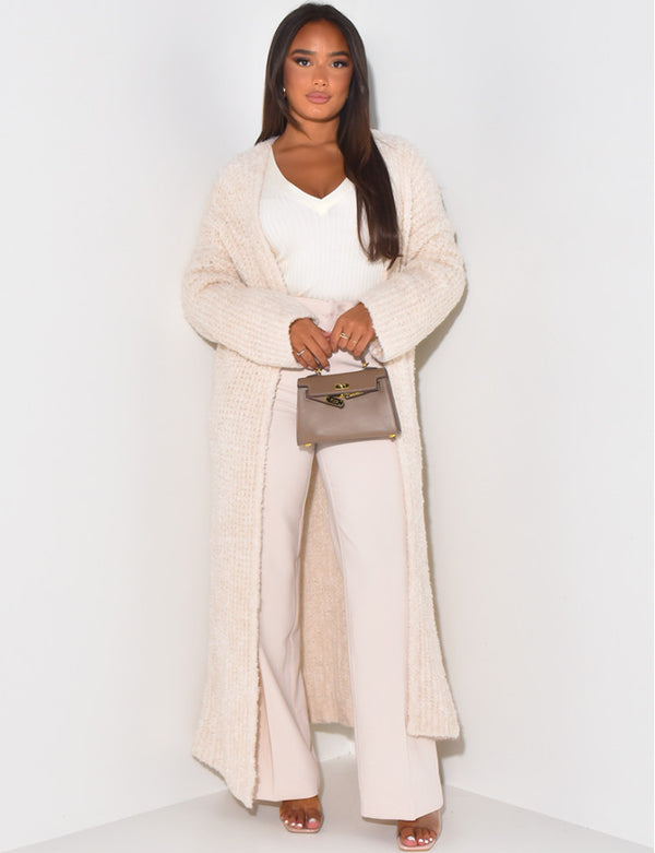 LONG SOFT KNITTED CARDIGAN OFFWHITE