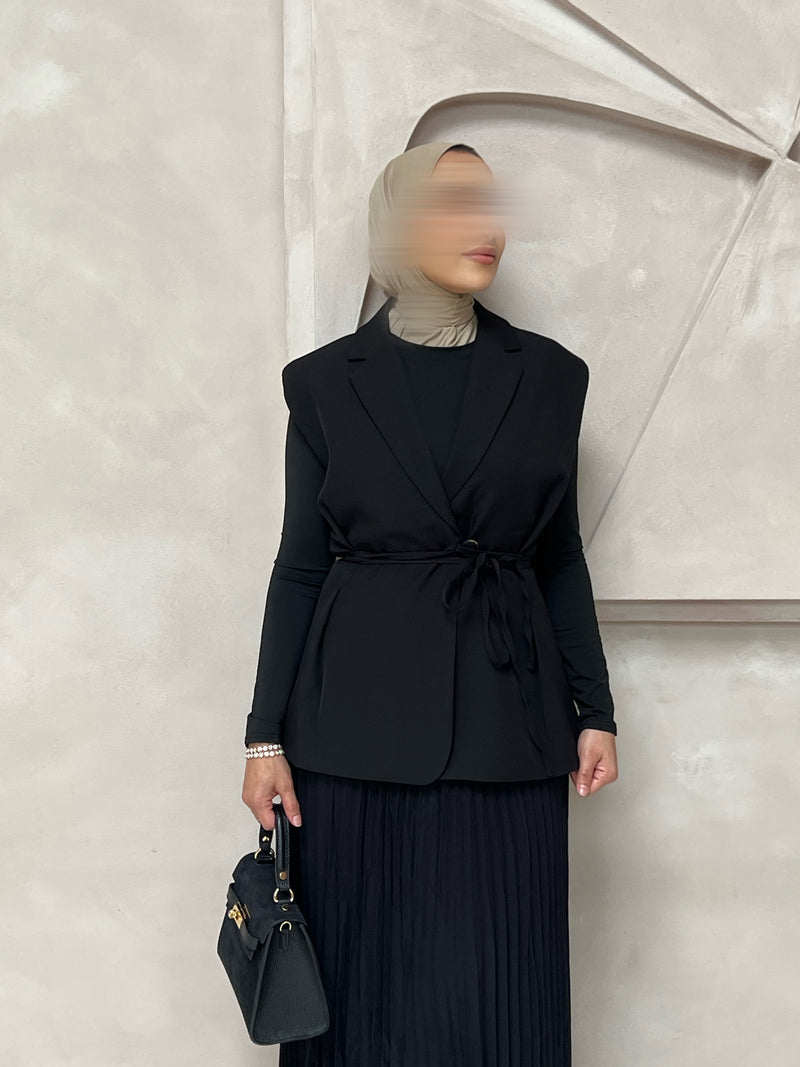SLEEVELESS BLAZER BLACK